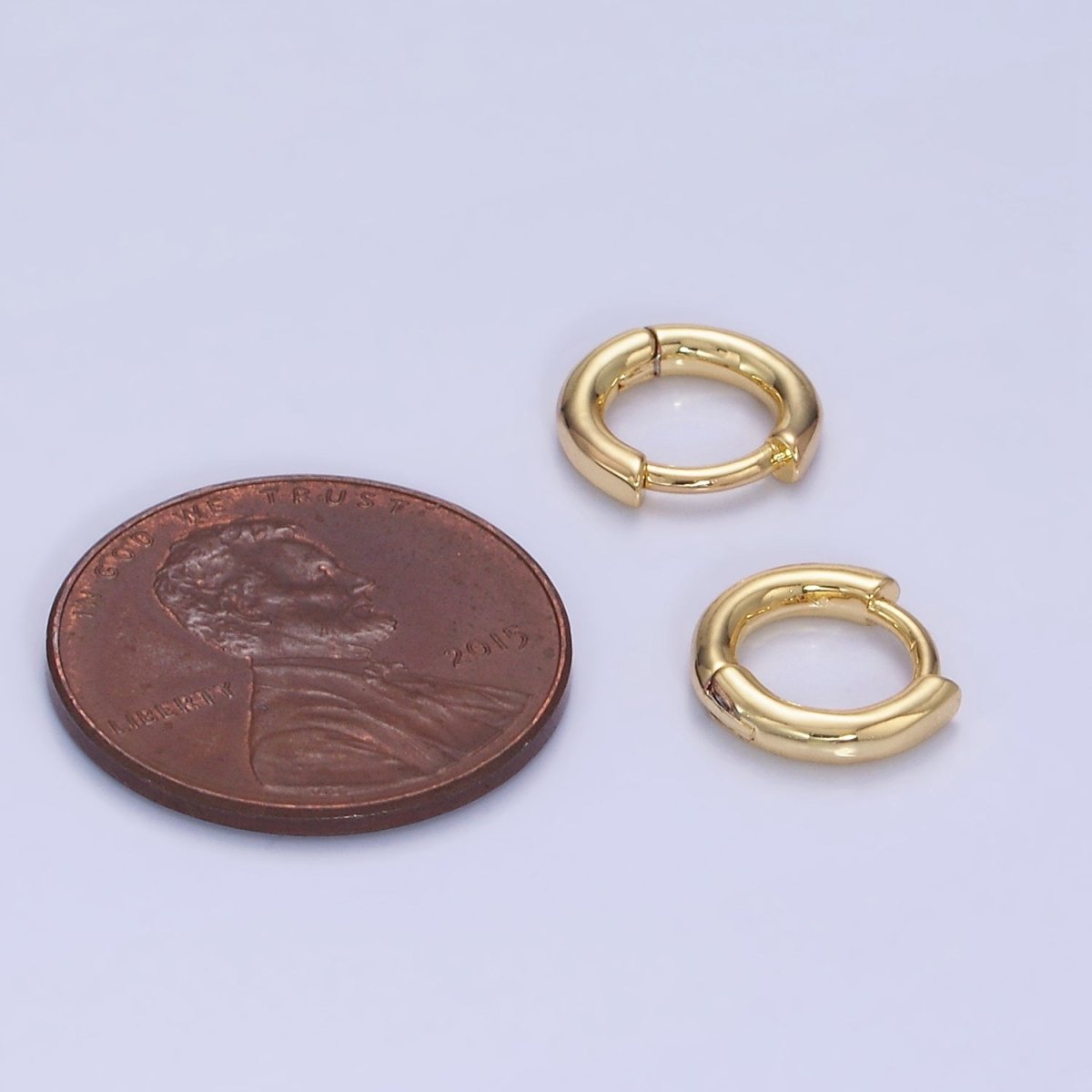 14K Gold Filled 10mm Minimalist Huggie Earring in Gold & Silver | Q028 Q029 - DLUXCA