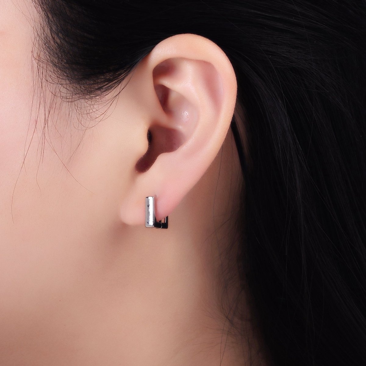 14K Gold Filled 10mm Square Filigree Minimalist Cartilage Huggie Earrings in Gold & Silver | AB1265 P492 - DLUXCA