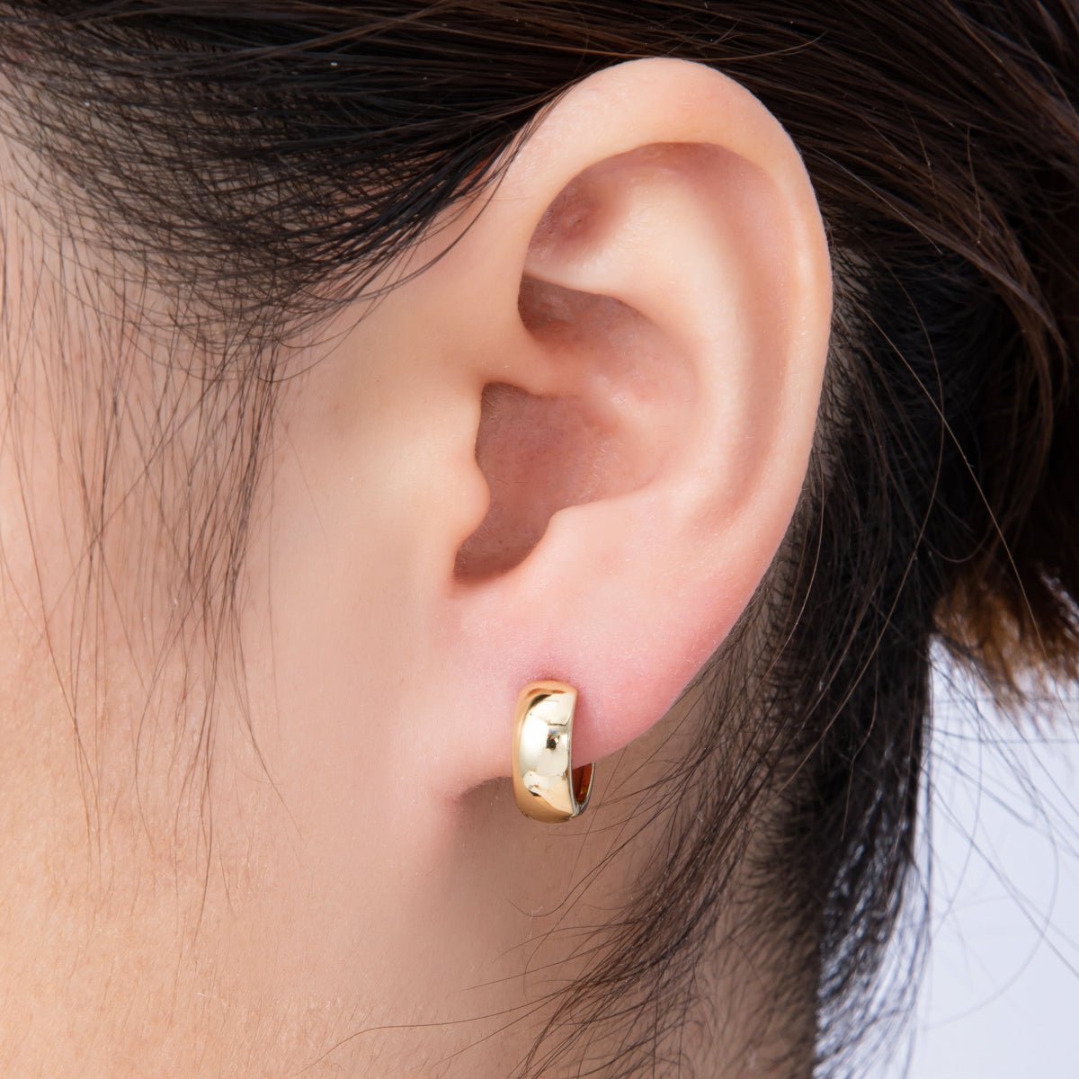 14K Gold Filled 11.5mm Wide Minimalist Cartilage Huggie | Earrings - 00197 - DLUXCA