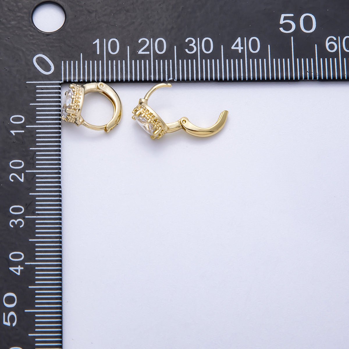 14K Gold Filled 11mm Clear CZ Oval Bezel Solitaire Huggie Earrings | Earrings - 00275 - DLUXCA