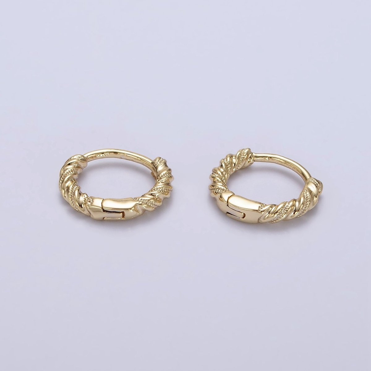 14K Gold Filled 11mm Stitched Croissant Cartilage Huggie Earrings