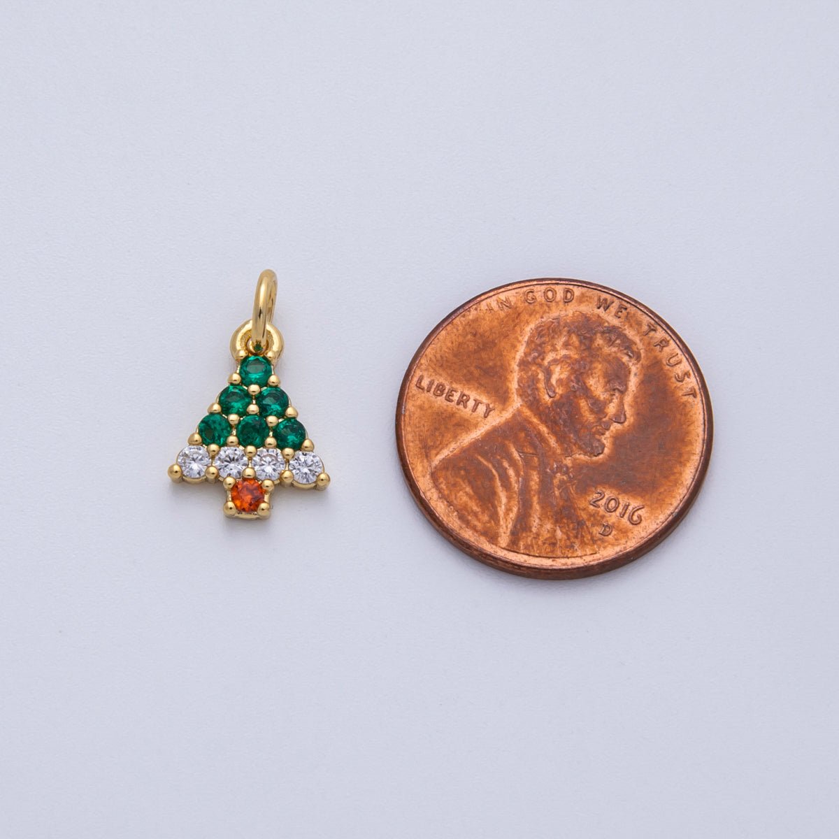 14K Gold Filled 12.5mm Multicolor Micro Paved CZ Christmas Tree Charm | Charms - 00059 - DLUXCA