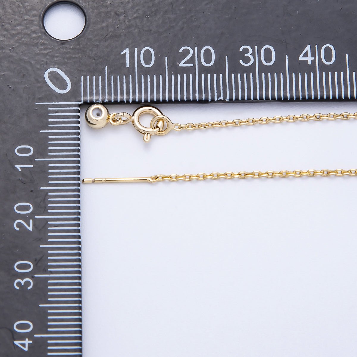 14K Gold Filled 1.2mm Cable Chain with Slider Bead & Needle Pin 19 Inch Adjustable Necklace | WA - 04466 - DLUXCA