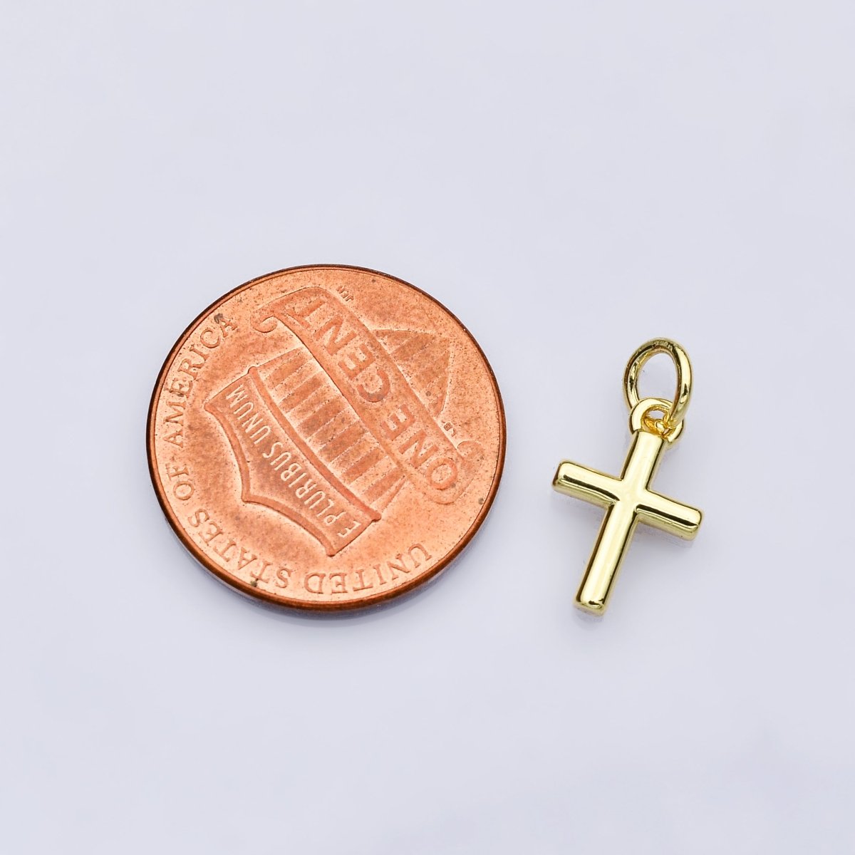 14K Gold Filled 12mm Minimalist Cross Mini Charm | AH638 - DLUXCA