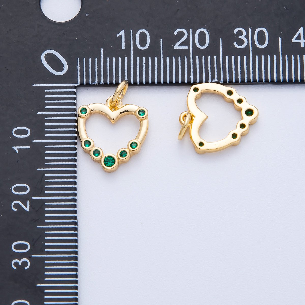14K Gold Filled 13.3mm Green CZ Gradient Open Heart Charm | Charms - 00068 - DLUXCA