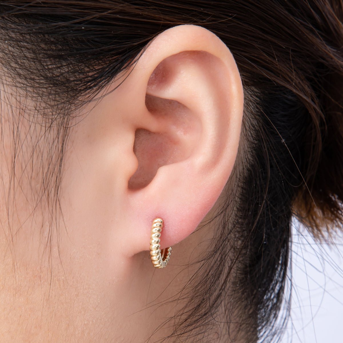 14K Gold Filled 13mm Croissant Cartilage Huggie Earrings | Earrings - 00177 - DLUXCA