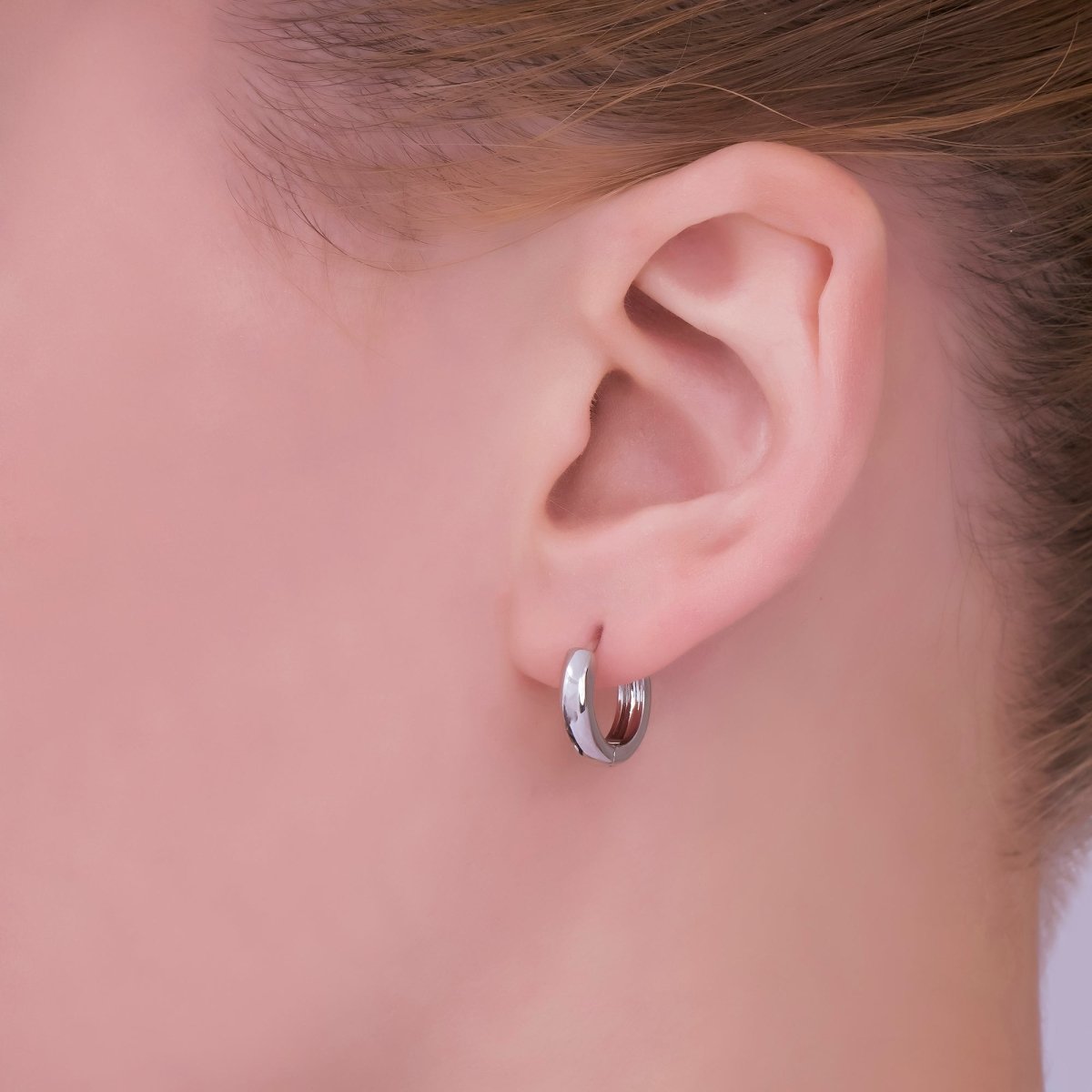 14K Gold Filled 13mm Minimalist Huggie Earrings in Gold & Silver | AB1165 AD171 - DLUXCA