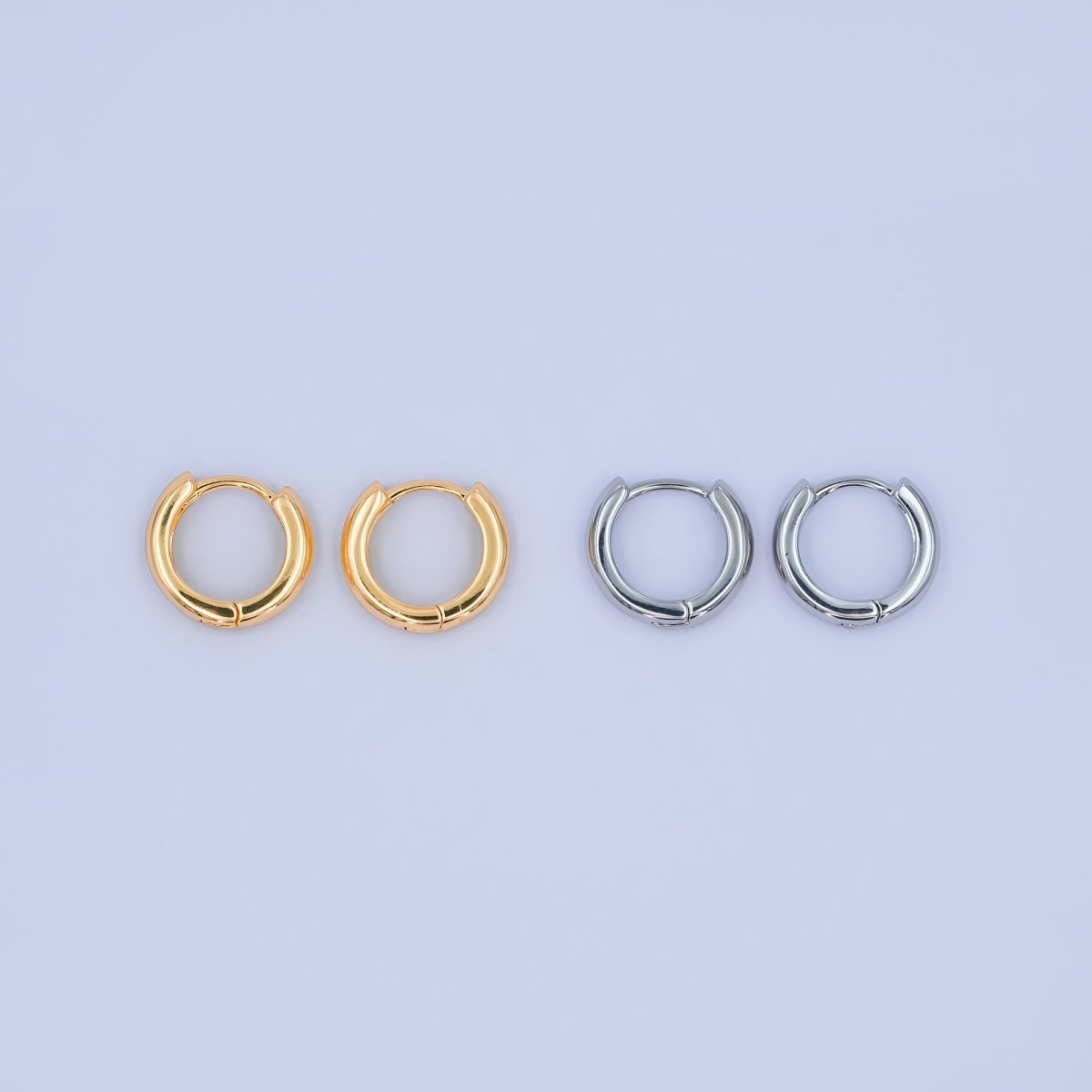 14K Gold Filled 13mm Minimalist Huggie Earrings in Gold & Silver | AB1165 AD171 - DLUXCA