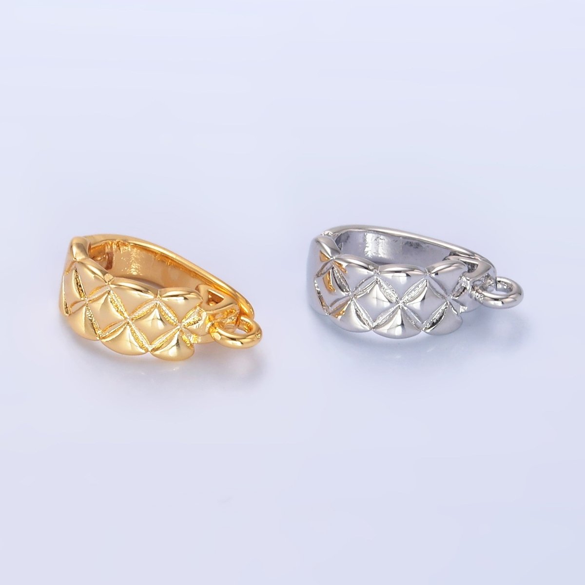 14K Gold Filled 13mm Quilted Snap Latch Bail Findings in Gold & Silver | Z701 - DLUXCA