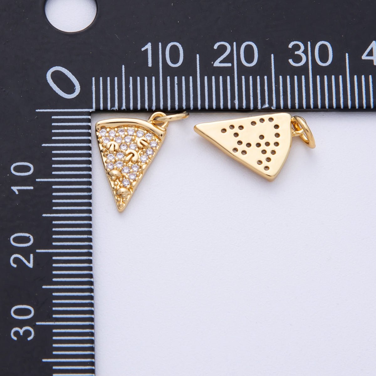 14K Gold Filled 14.5mm Micro Paved CZ Mushroom Pizza Slice Food Charm |Charms - 00028 - DLUXCA