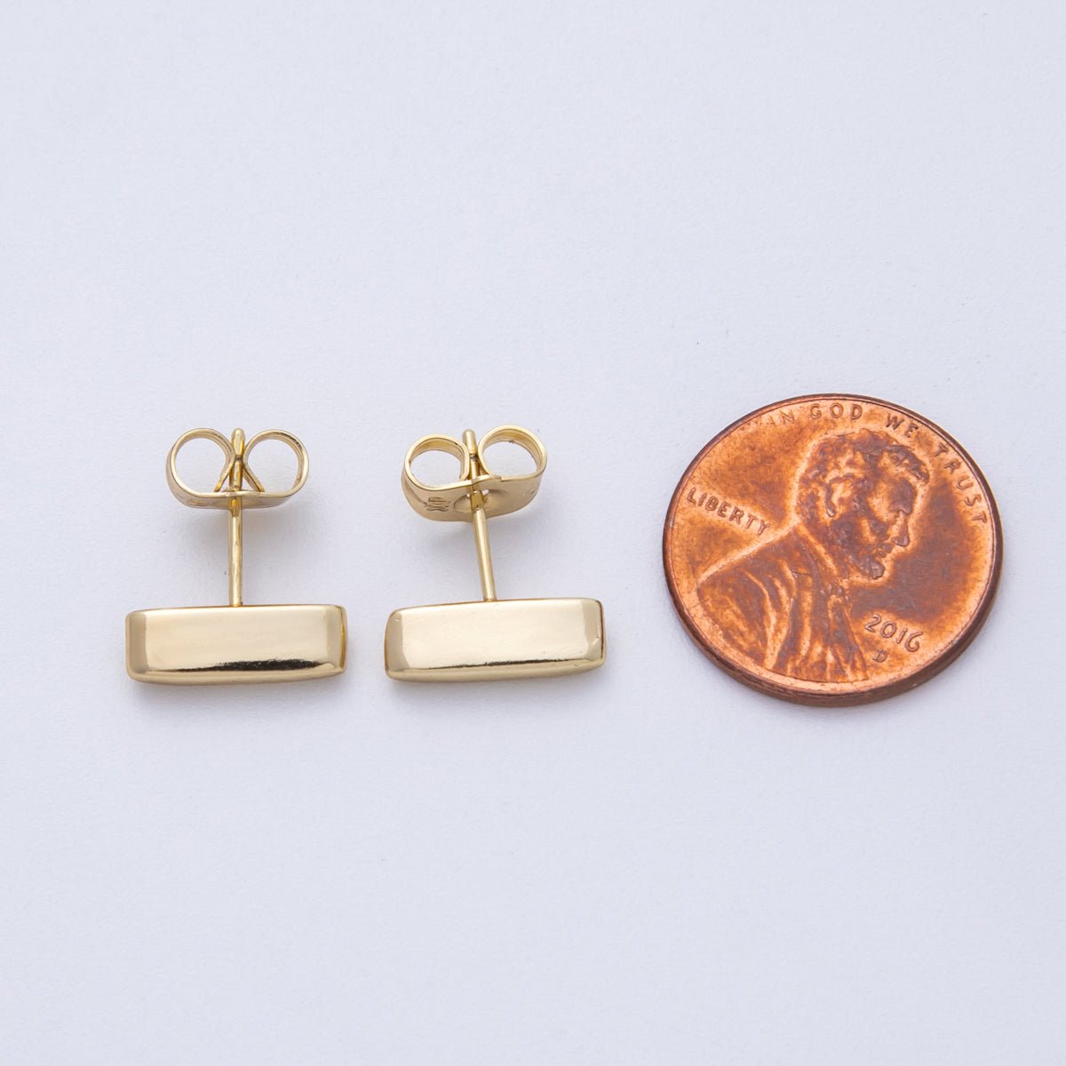 14K Gold Filled 14.5mm Minimalist Rectangular Stud Earrings | Earrings - 00026 - DLUXCA