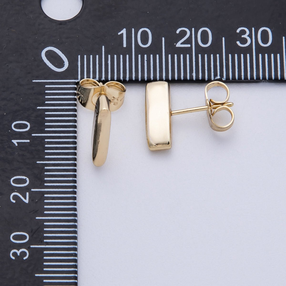 14K Gold Filled 14.5mm Minimalist Rectangular Stud Earrings | Earrings - 00026 - DLUXCA