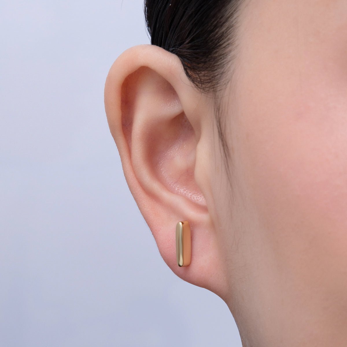 14K Gold Filled 14.5mm Minimalist Rectangular Stud Earrings | Earrings - 00026 - DLUXCA