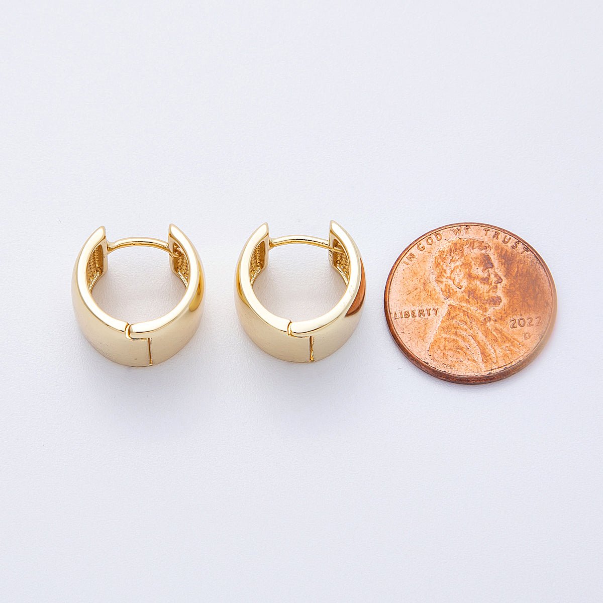 14K Gold Filled 14.5mm Wide Chubby Minimalist Hoops Earrings | EARRINGS - 00182 - DLUXCA