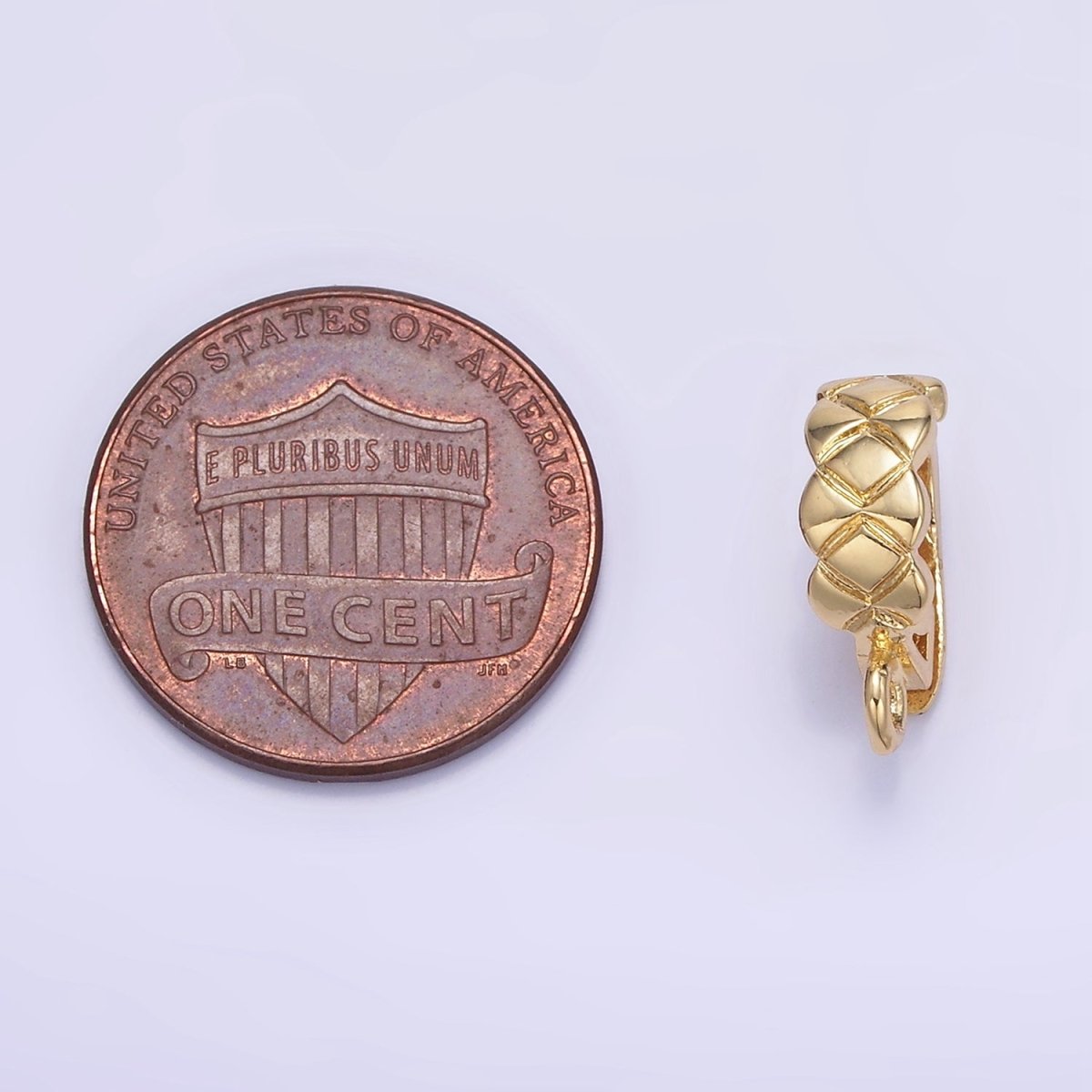 14K Gold Filled 14mm Quilted Snap Latch Bail Findings | Z594 - DLUXCA