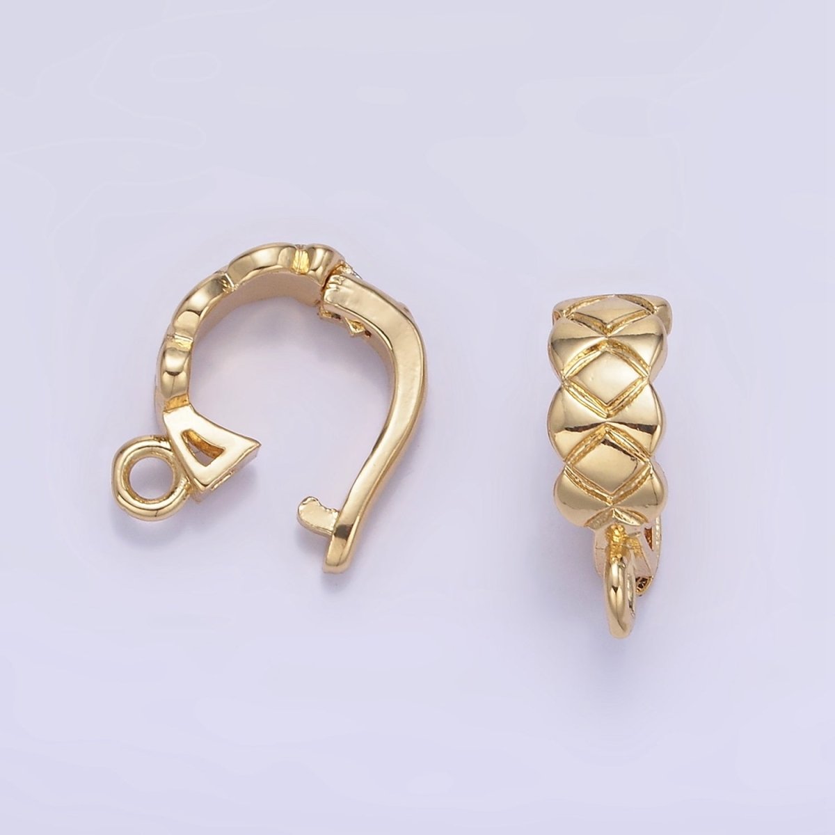 14K Gold Filled 14mm Quilted Snap Latch Bail Findings | Z594 - DLUXCA