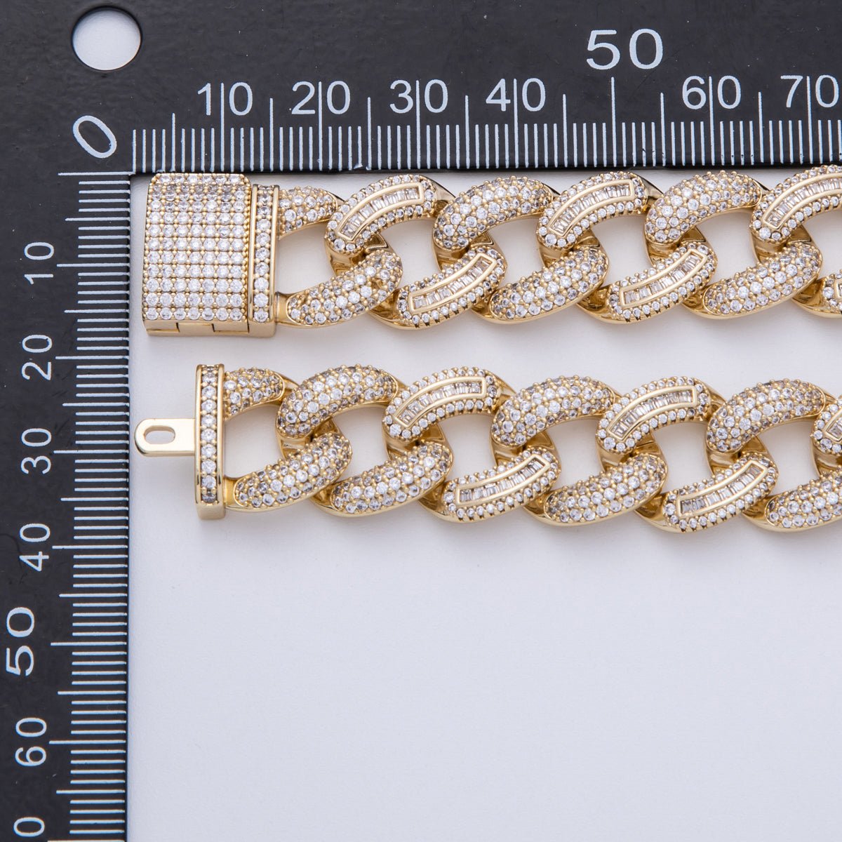 14K Gold Filled 15.3mm Micro Paved CZ Curb Chain 20 Inch Necklace | WA - 4089 - DLUXCA