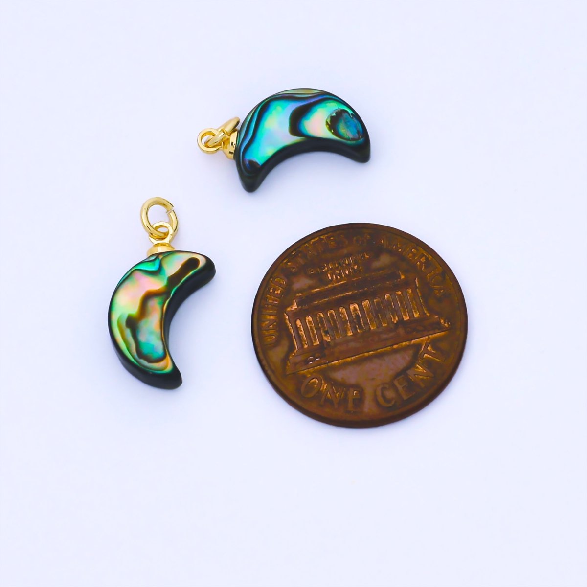 14K Gold Filled 15.5mm Abalone Crescent Moon Charm | AF585 - DLUXCA