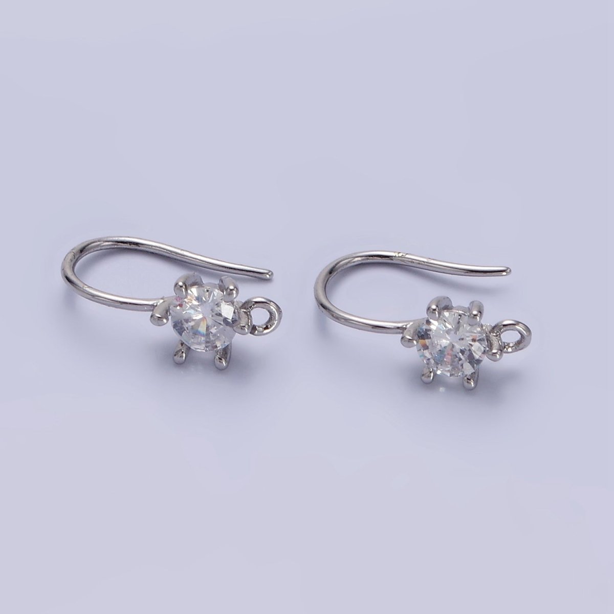 14K Gold Filled 15mm Clear CZ Flower French Hook Earrings Findings in Gold & Silver | Z754 Z777 - DLUXCA
