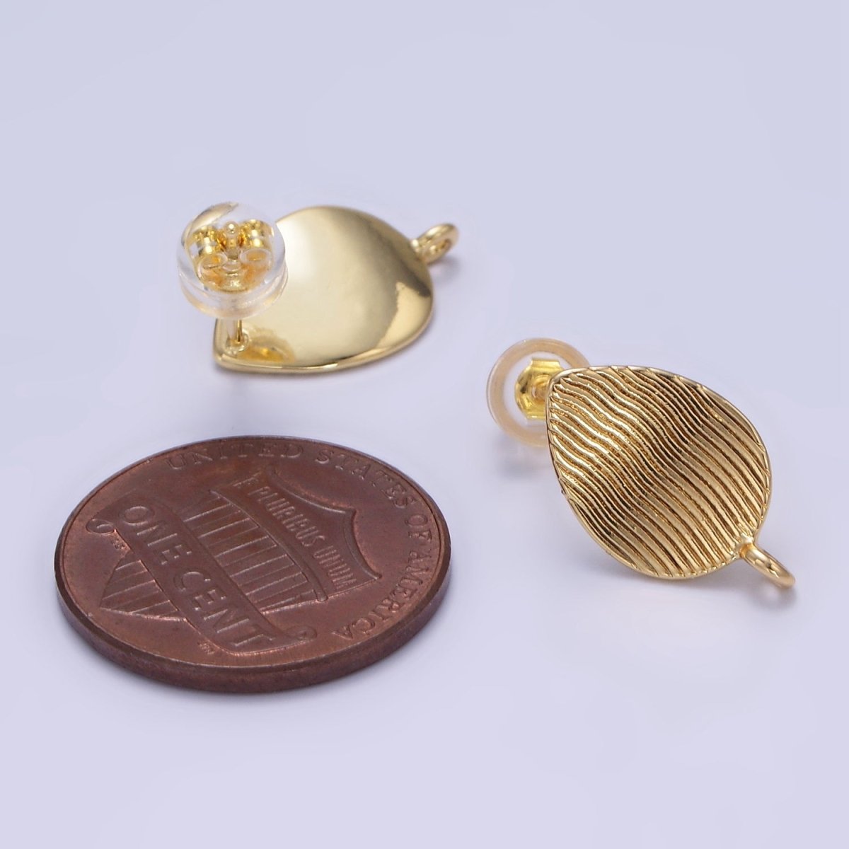 14K Gold Filled 15mm Line - Textured Teardrop Stud Drop Earring Findings | Z814 - DLUXCA