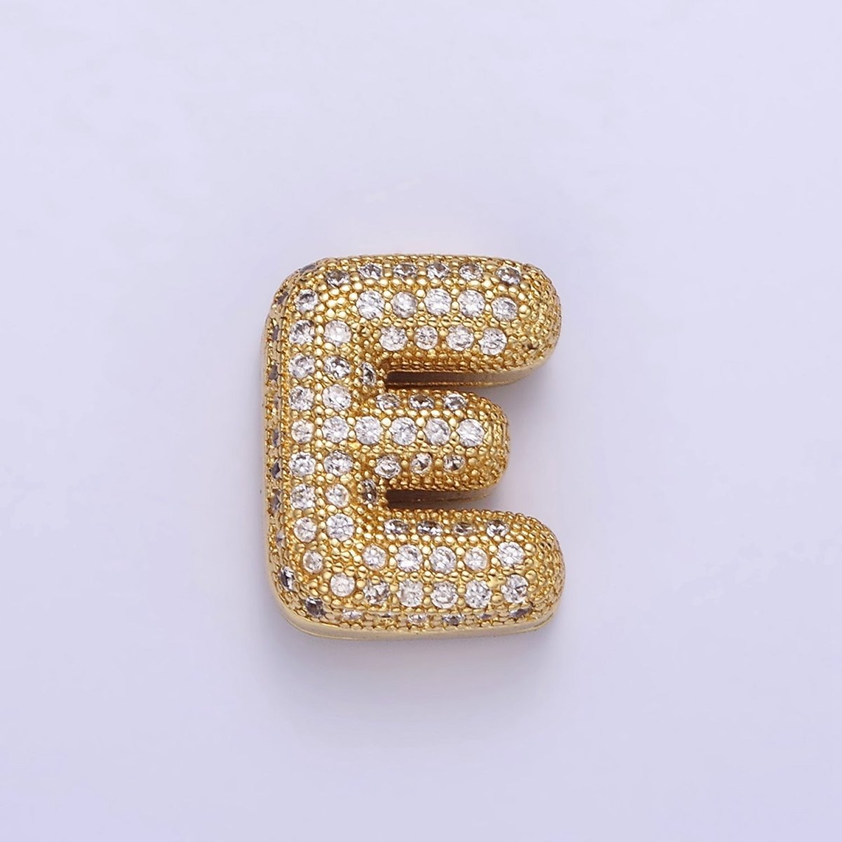 14K Gold Filled 15mm Micro Paved Balloon Bubble Initial Letter Pendant | A1171 - A1183 - DLUXCA