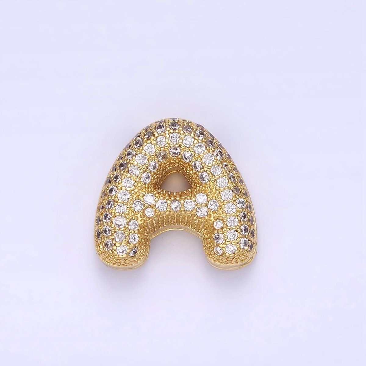 14K Gold Filled 15mm Micro Paved Balloon Bubble Initial Letter Pendant | A1171 - A1183 - DLUXCA