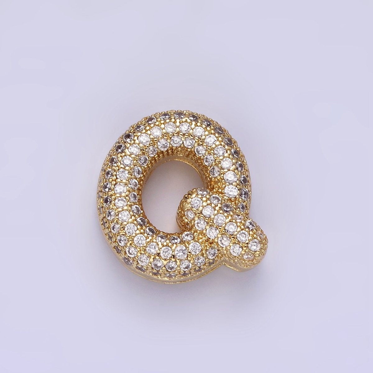 14K Gold Filled 15mm Micro Paved Balloon Bubble Initial Letter Pendant | A1171 - A1183 - DLUXCA