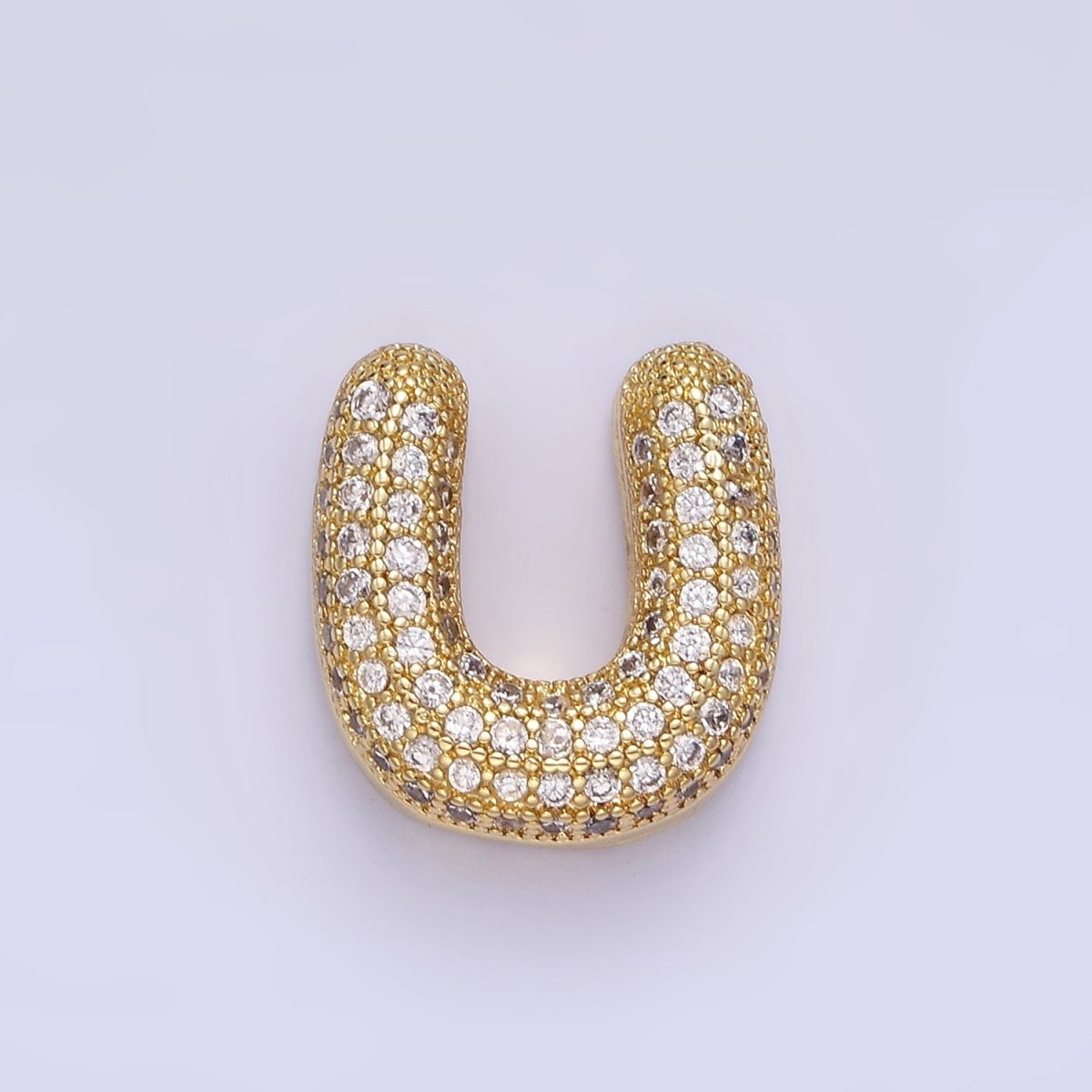 14K Gold Filled 15mm Micro Paved Balloon Bubble Initial Letter Pendant | A1171 - A1183 - DLUXCA