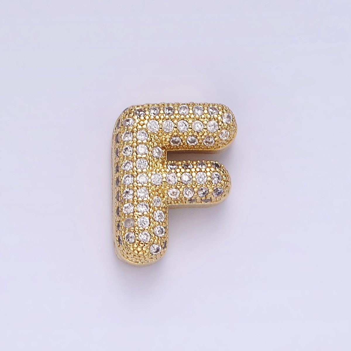 14K Gold Filled 15mm Micro Paved Balloon Bubble Initial Letter Pendant | A1171 - A1183 - DLUXCA