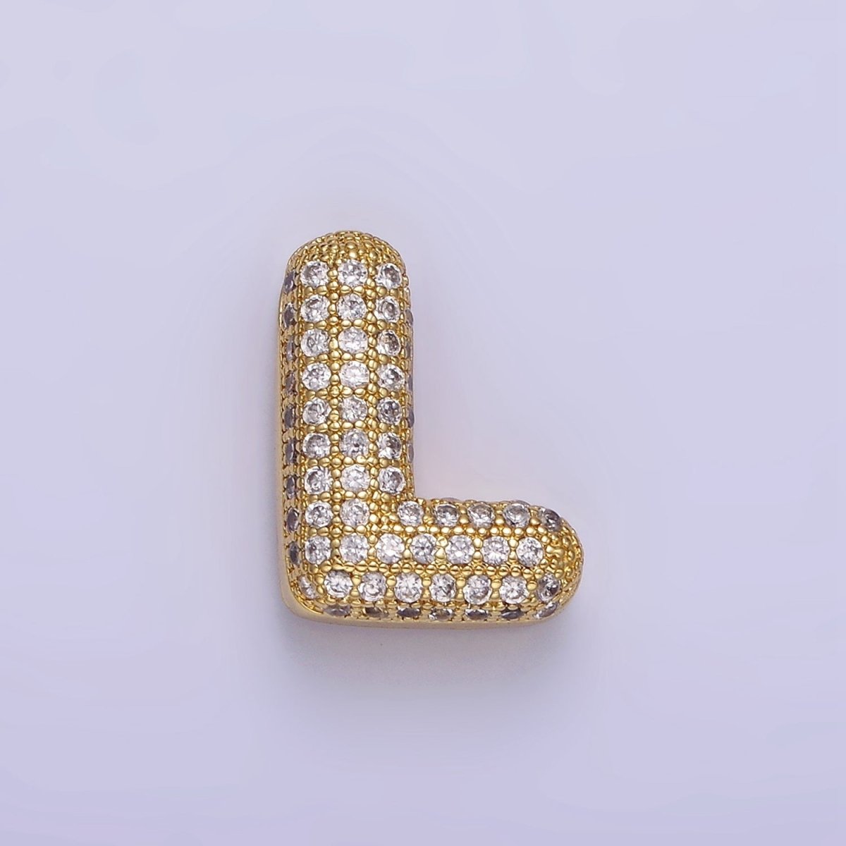 14K Gold Filled 15mm Micro Paved Balloon Bubble Initial Letter Pendant | A1171 - A1183 - DLUXCA