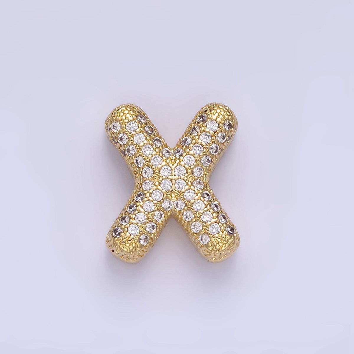 14K Gold Filled 15mm Micro Paved Balloon Bubble Initial Letter Pendant | A1171 - A1183 - DLUXCA