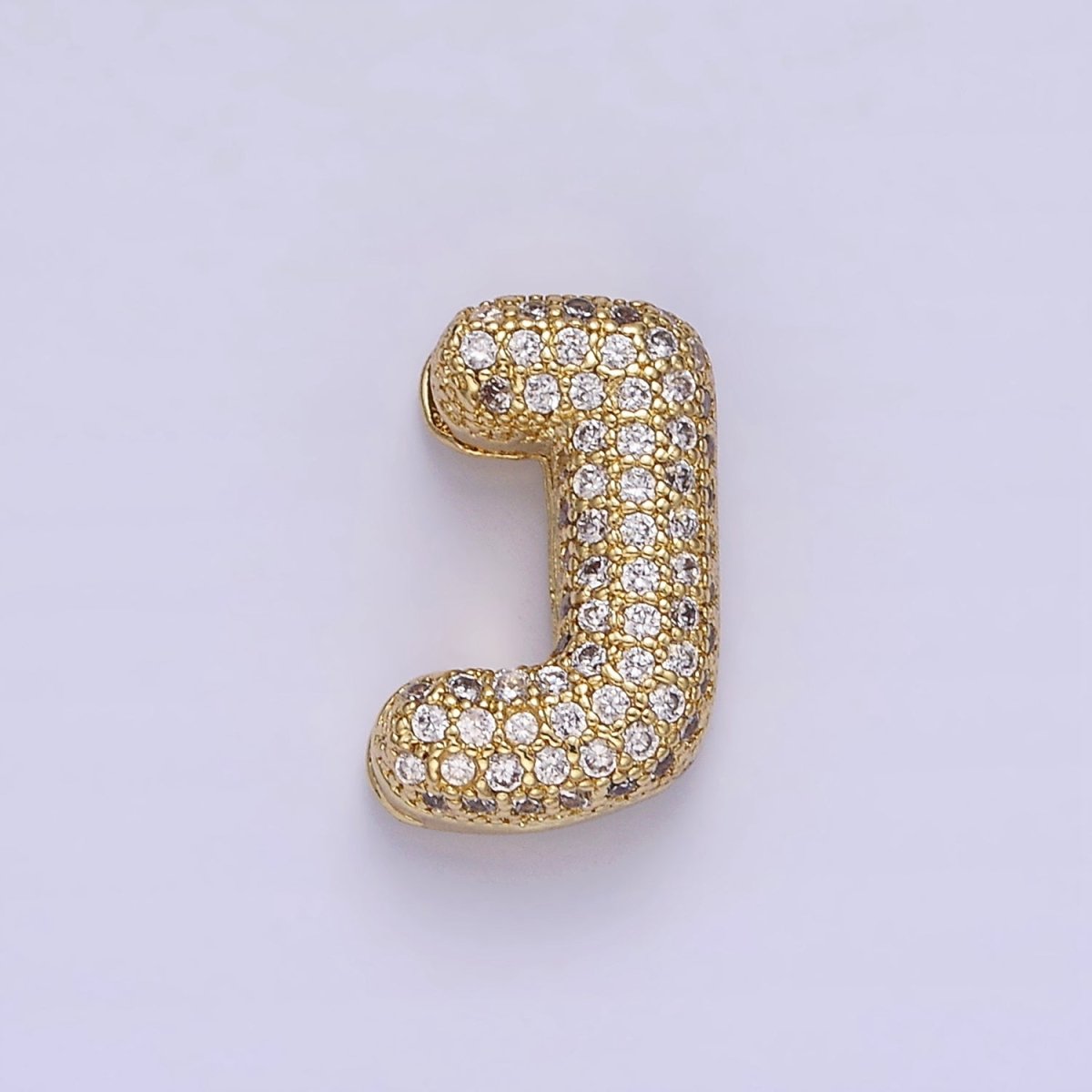 14K Gold Filled 15mm Micro Paved Balloon Bubble Initial Letter Pendant | A1171 - A1183 - DLUXCA
