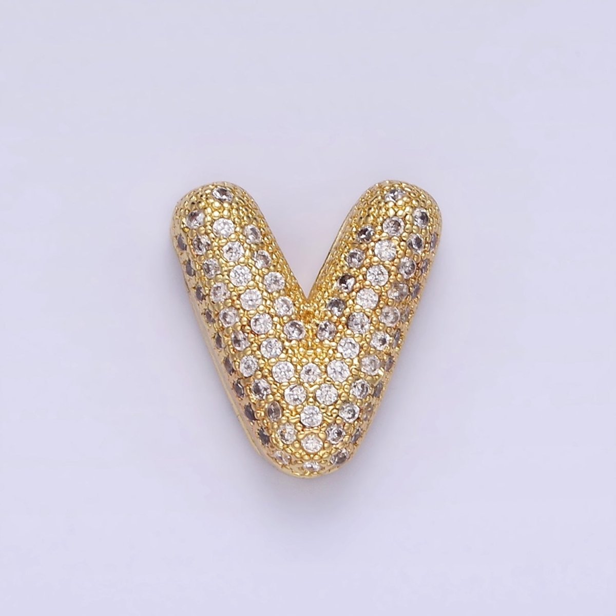 14K Gold Filled 15mm Micro Paved Balloon Bubble Initial Letter Pendant | A1171 - A1183 - DLUXCA