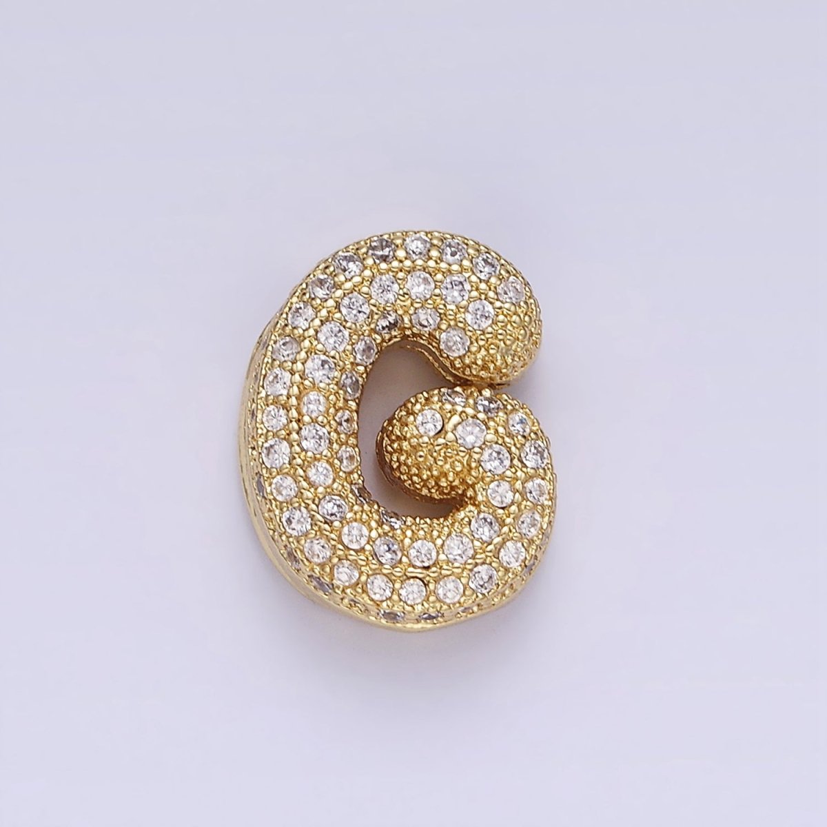 14K Gold Filled 15mm Micro Paved Balloon Bubble Initial Letter Pendant | A1171 - A1183 - DLUXCA