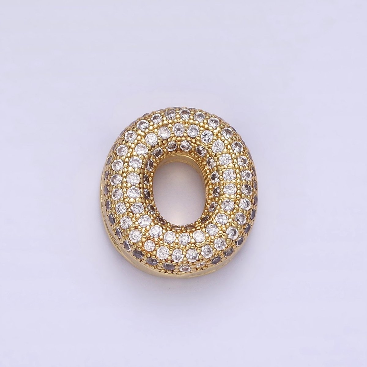 14K Gold Filled 15mm Micro Paved Balloon Bubble Initial Letter Pendant | A1171 - A1183 - DLUXCA