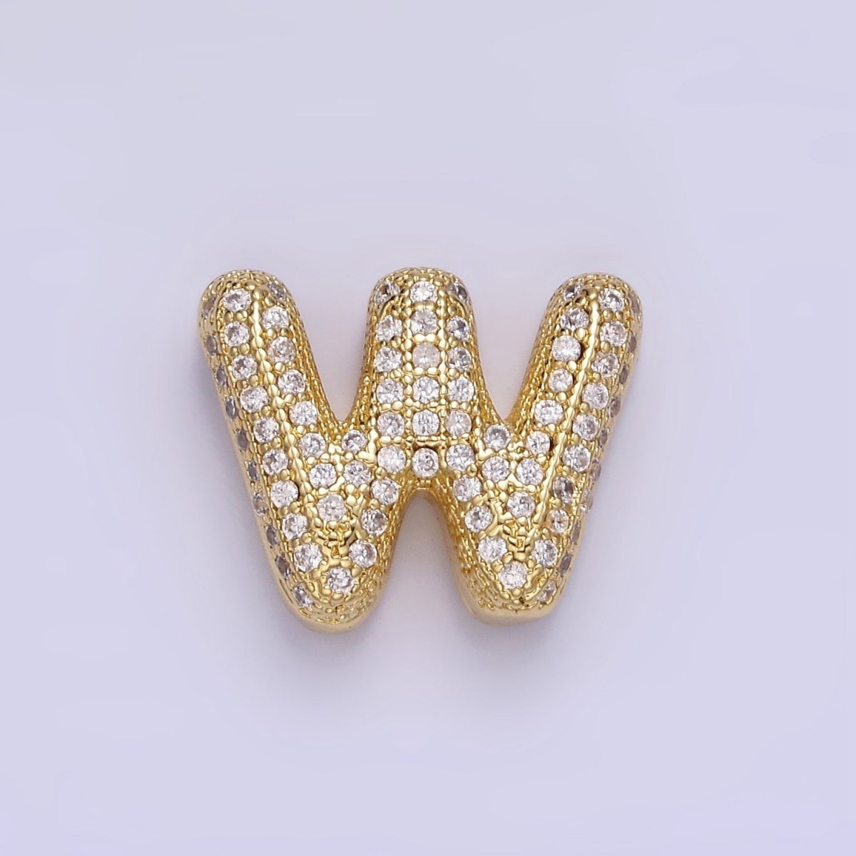 14K Gold Filled 15mm Micro Paved Balloon Bubble Initial Letter Pendant | A1171 - A1183 - DLUXCA