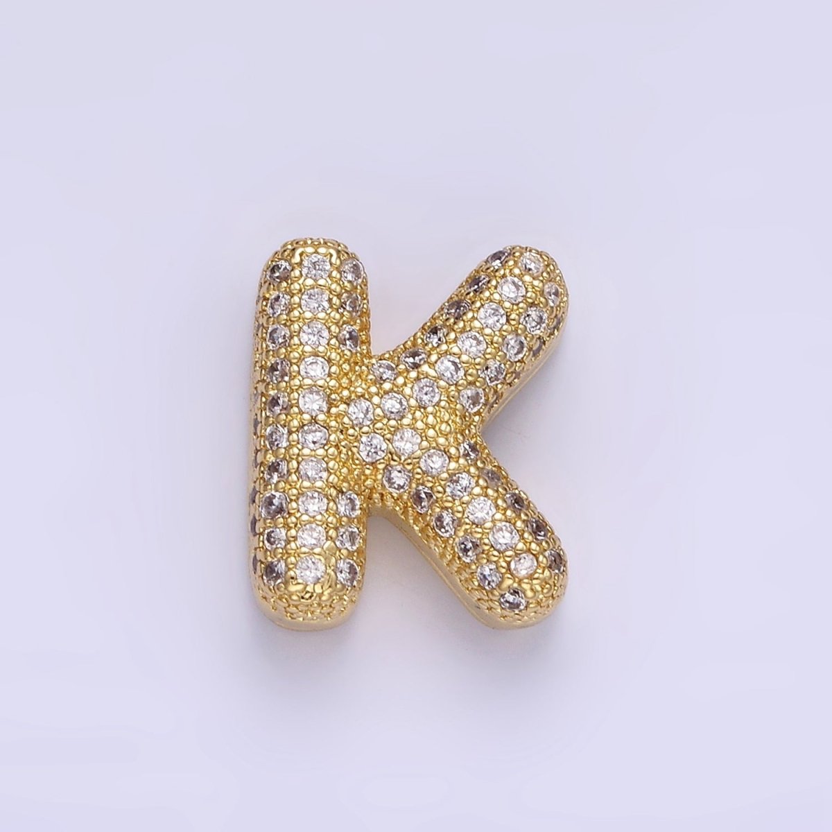 14K Gold Filled 15mm Micro Paved Balloon Bubble Initial Letter Pendant | A1171 - A1183 - DLUXCA