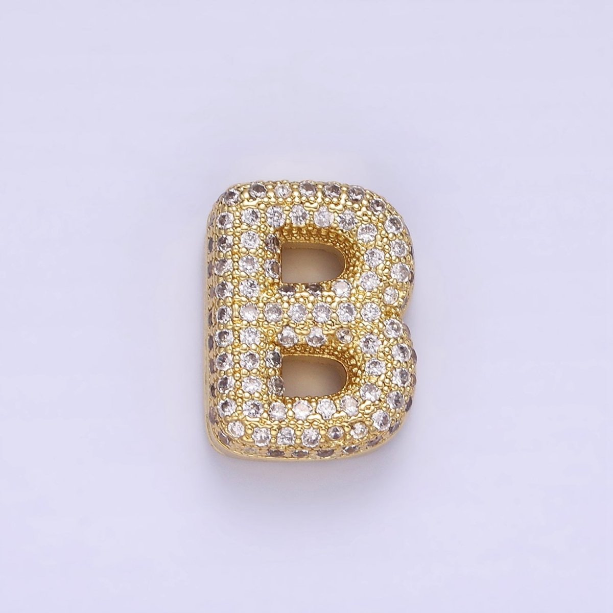 14K Gold Filled 15mm Micro Paved Balloon Bubble Initial Letter Pendant | A1171 - A1183 - DLUXCA