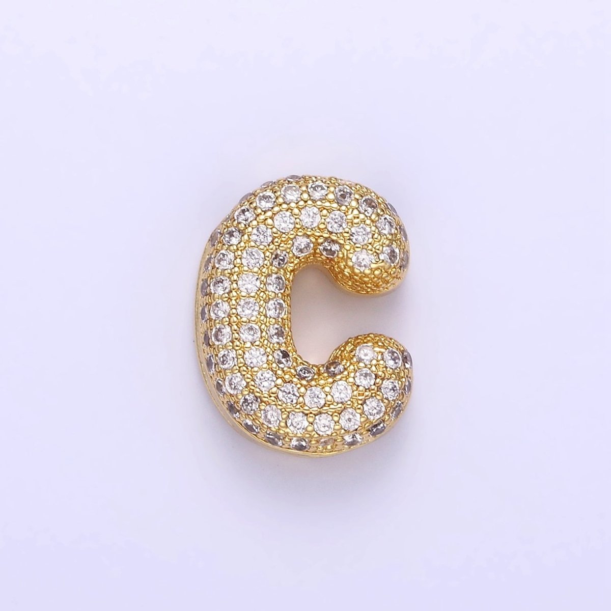 14K Gold Filled 15mm Micro Paved Balloon Bubble Initial Letter Pendant | A1171 - A1183 - DLUXCA