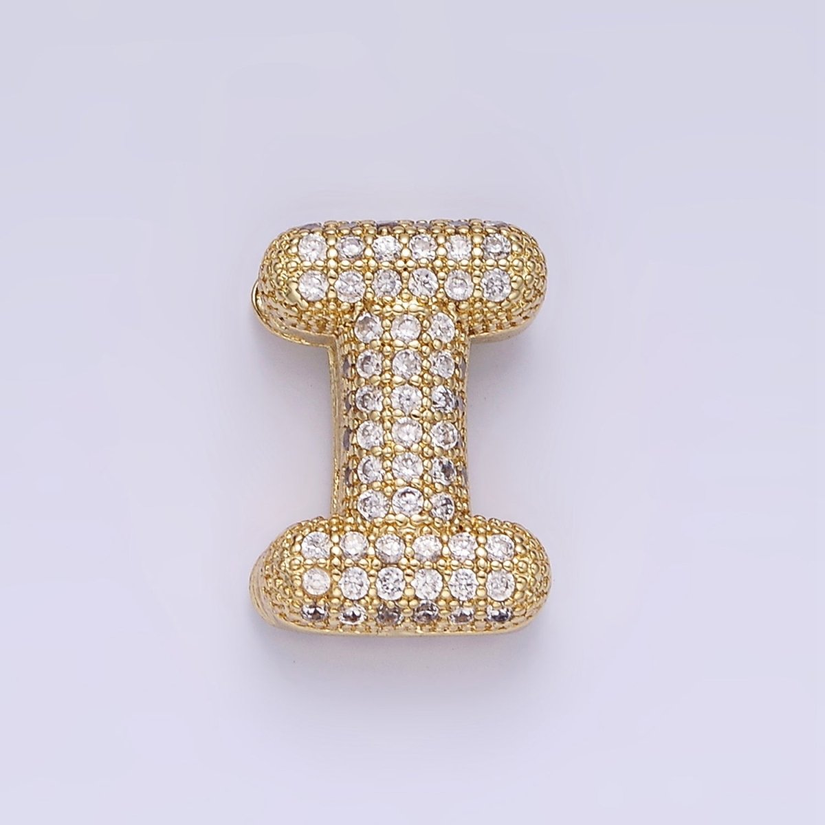 14K Gold Filled 15mm Micro Paved Balloon Bubble Initial Letter Pendant | A1171 - A1183 - DLUXCA