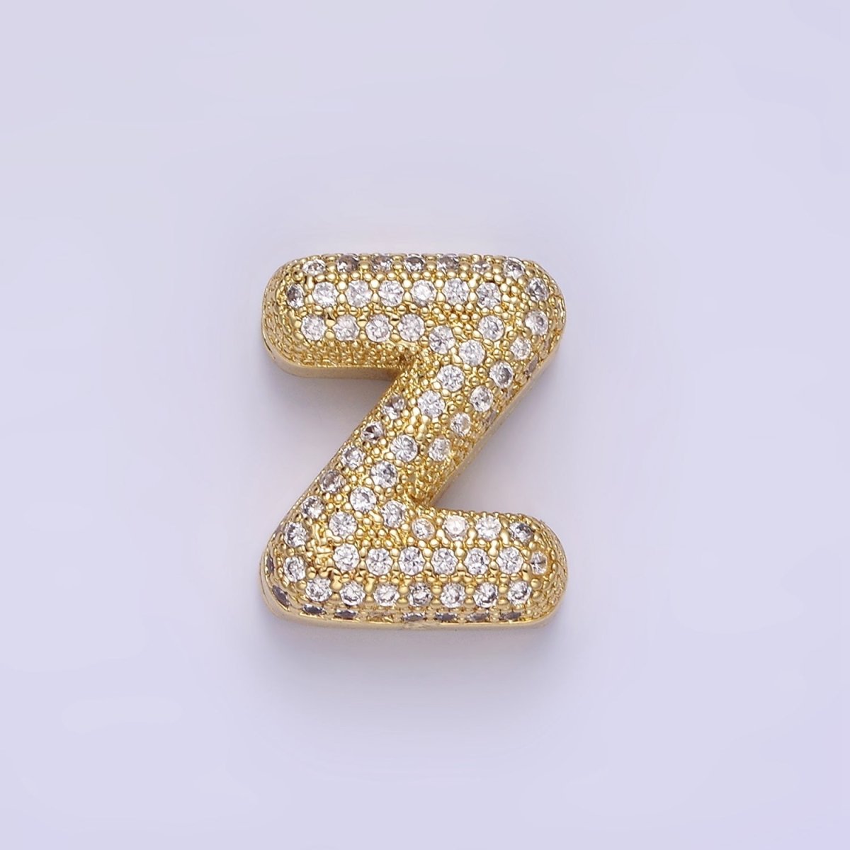 14K Gold Filled 15mm Micro Paved Balloon Bubble Initial Letter Pendant | A1171 - A1183 - DLUXCA