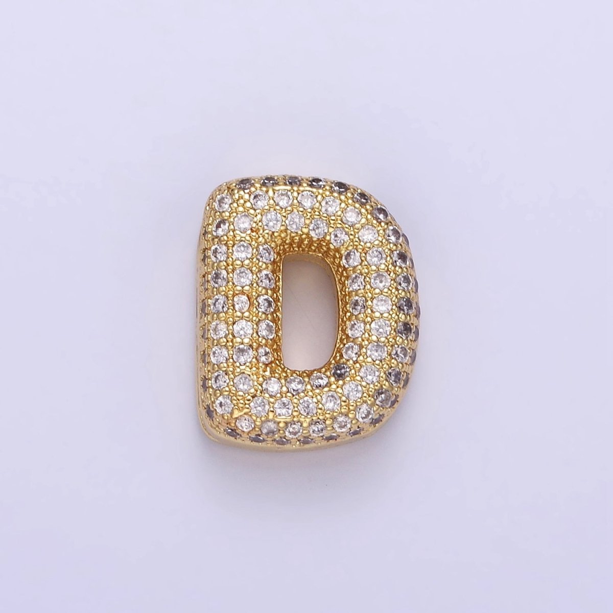14K Gold Filled 15mm Micro Paved Balloon Bubble Initial Letter Pendant | A1171 - A1183 - DLUXCA