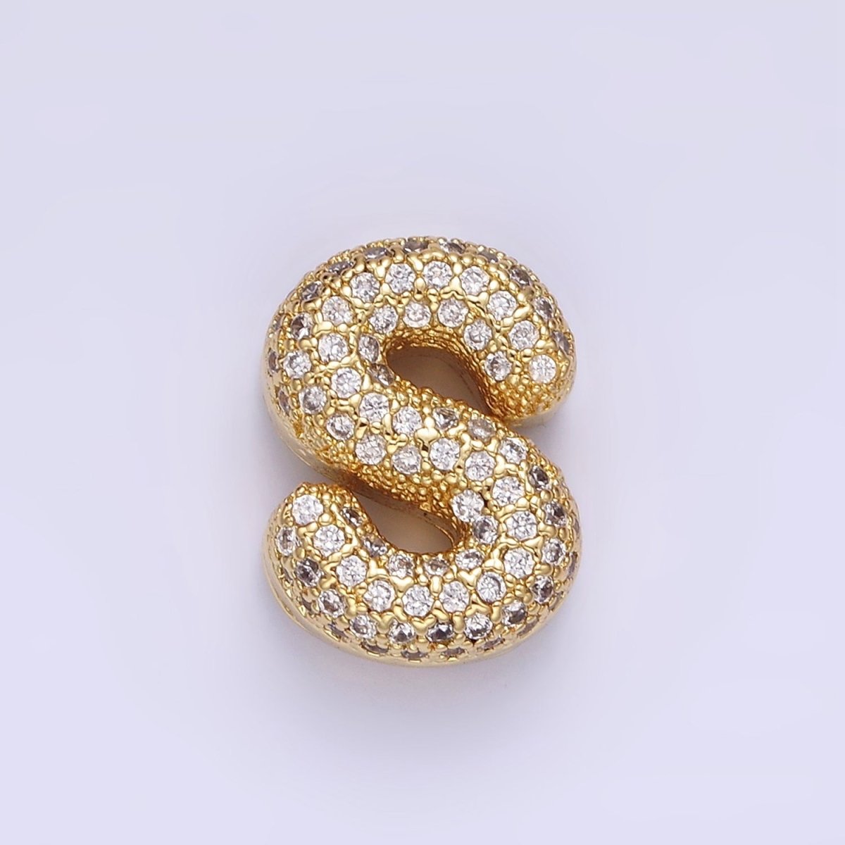 14K Gold Filled 15mm Micro Paved Balloon Bubble Initial Letter Pendant | A1171 - A1183 - DLUXCA