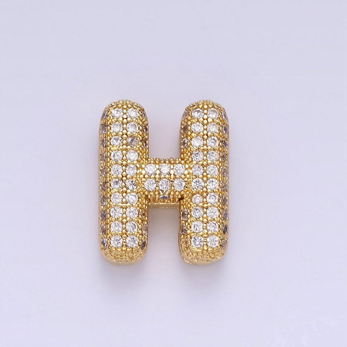 14K Gold Filled 15mm Micro Paved Balloon Bubble Initial Letter Pendant | A1171 - A1183 - DLUXCA