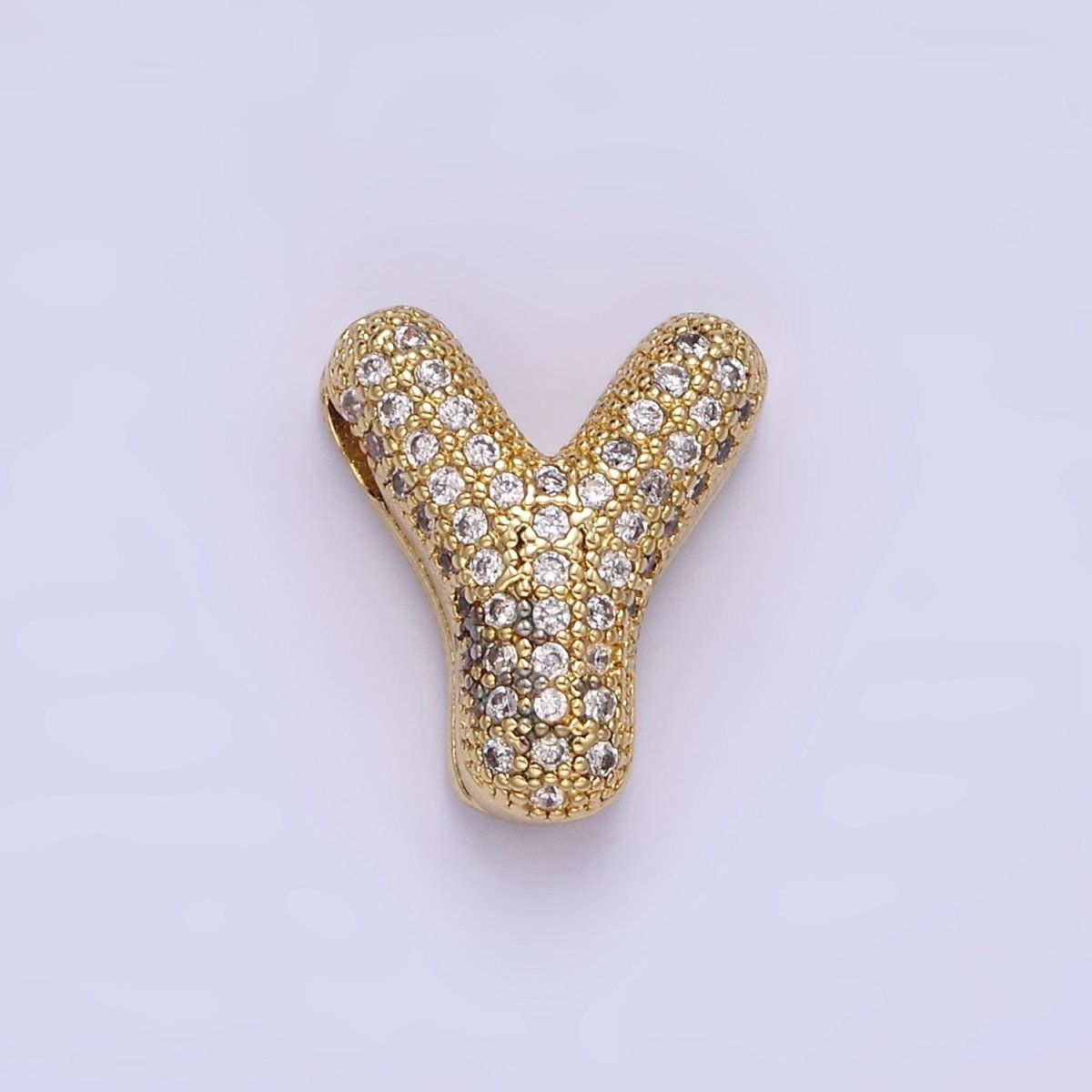 14K Gold Filled 15mm Micro Paved Balloon Bubble Initial Letter Pendant | A1171 - A1183 - DLUXCA