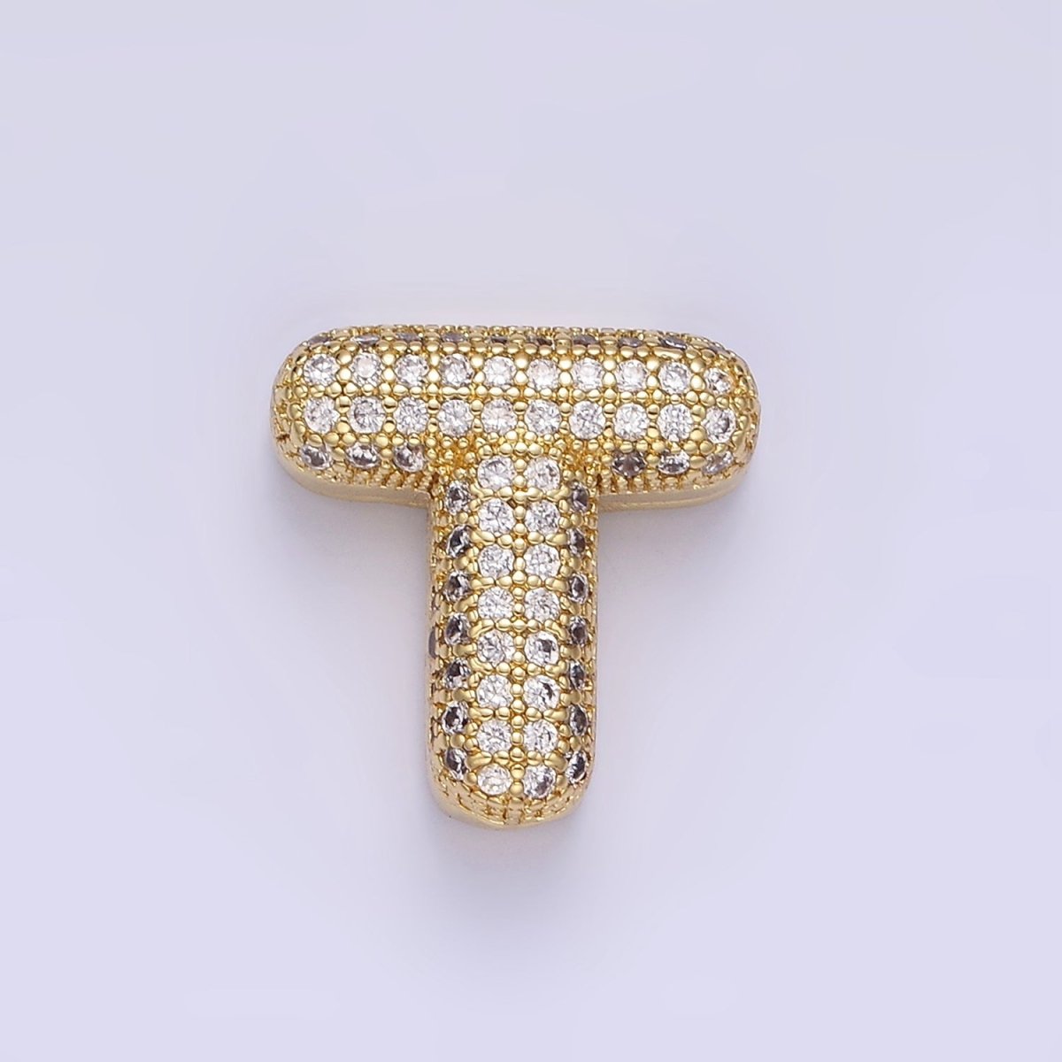 14K Gold Filled 15mm Micro Paved Balloon Bubble Initial Letter Pendant | A1171 - A1183 - DLUXCA