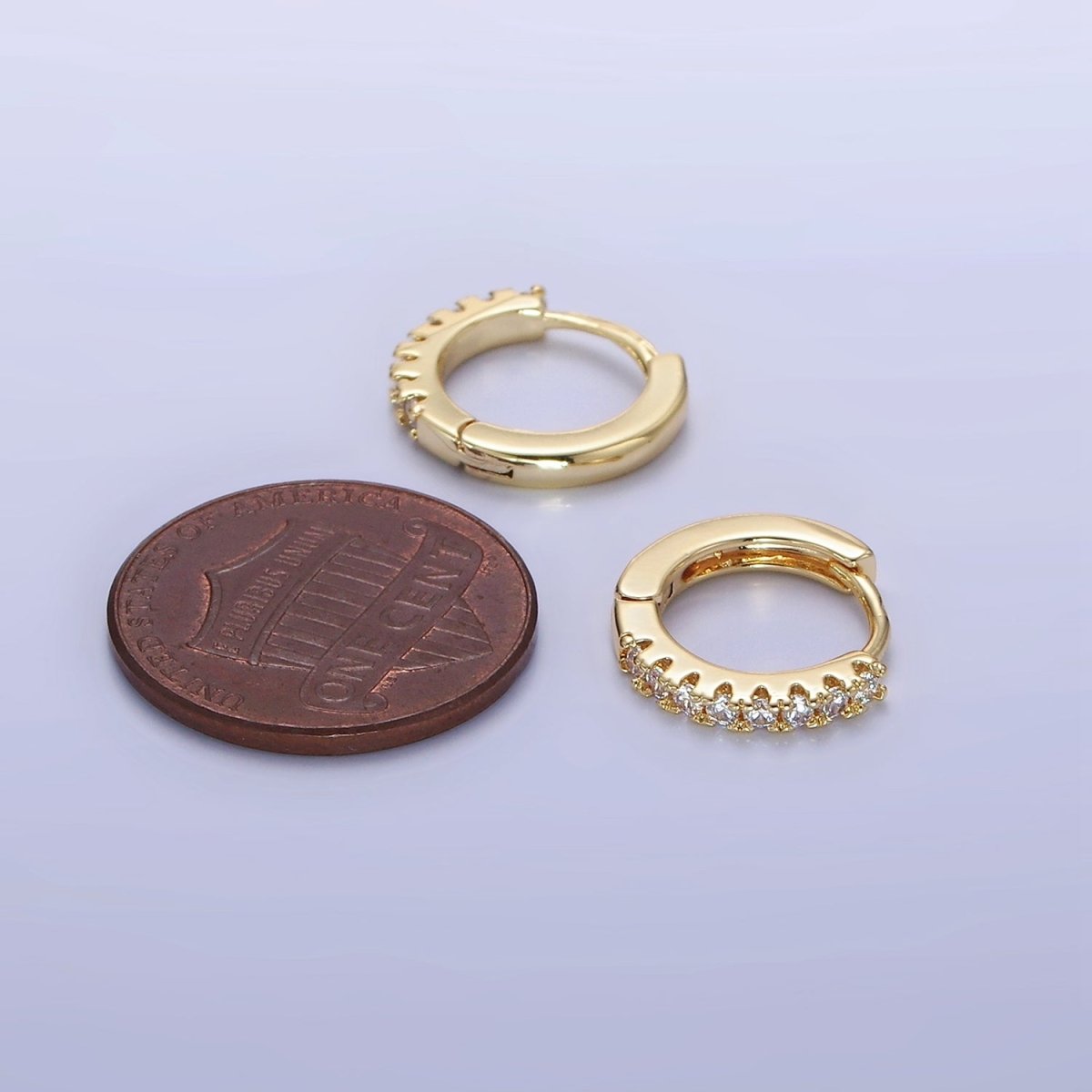 14K Gold Filled 15mm Micro Paved Huggie Earrings | P079 - DLUXCA