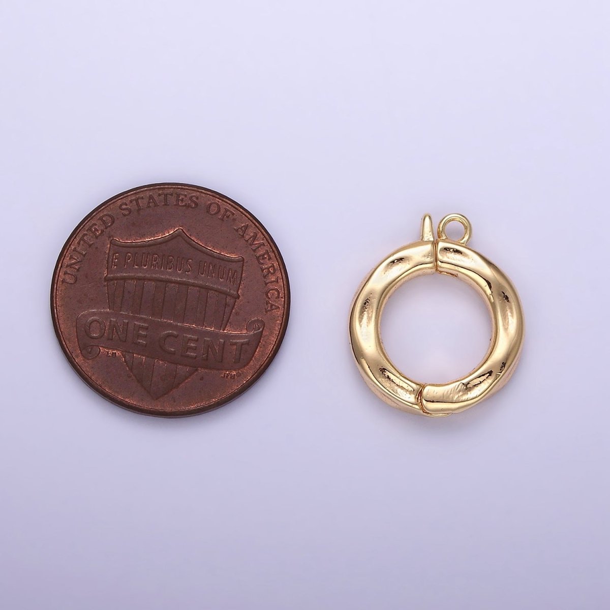 14K Gold Filled 15mm Round Hammered Enhancer Clasps Closure Findings | Z795 - DLUXCA
