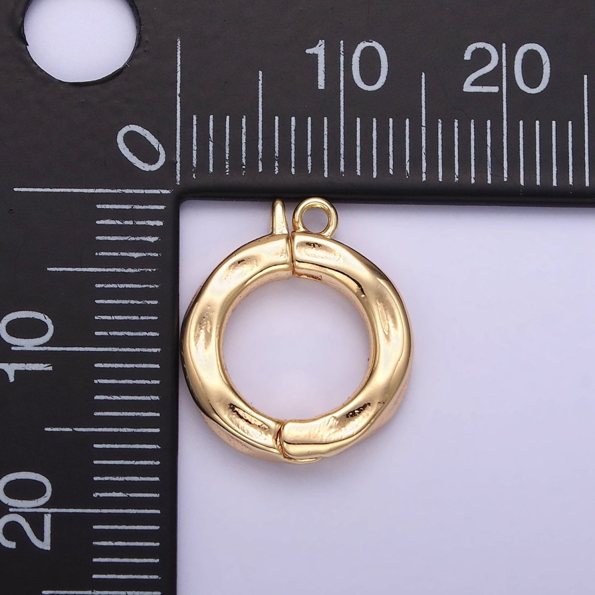 14K Gold Filled 15mm Round Hammered Enhancer Clasps Closure Findings | Z795 - DLUXCA