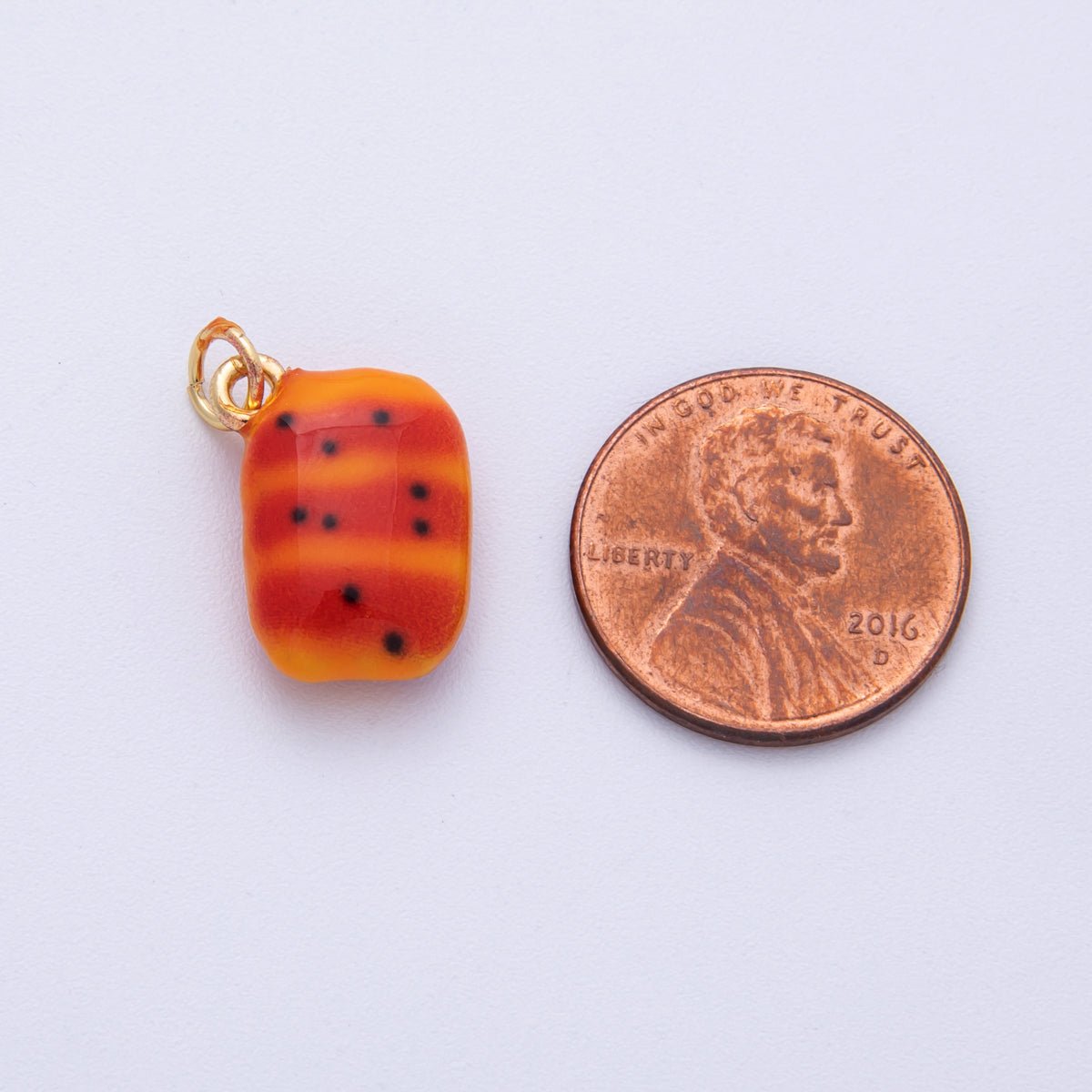 14K Gold Filled 16.5mm Pain Au Chocolate Puffy Pastry 3D Multidimensional Charm | Charms - 00026 - DLUXCA